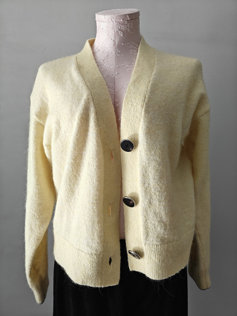 Scotch & Soda Pale Yellow Cardigan Sweater XS Button Relaxed Fit Layering Preppy